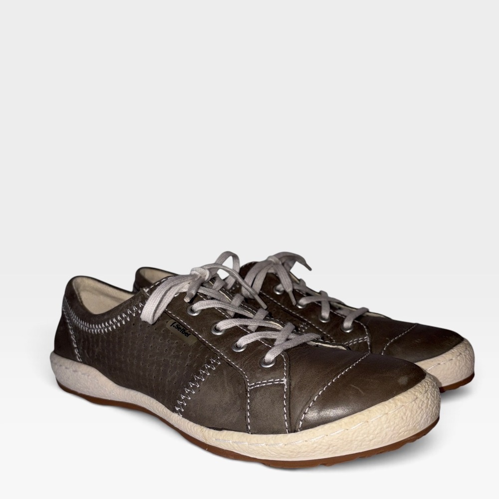 Josef Seibel Caspian Sneakers Womens Excellent Leather Comfort Casual 38 Grey - Picture 3 of 12